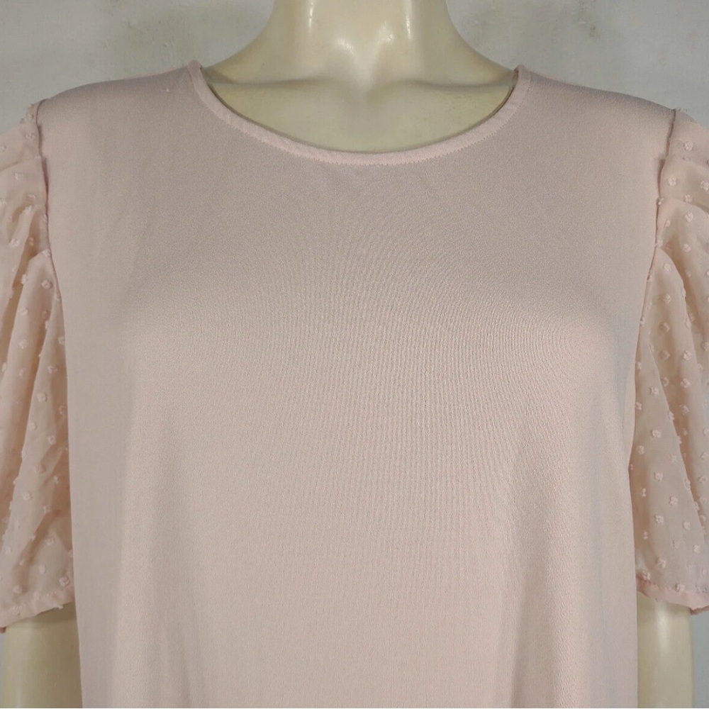 Adrianna Papell Dusty Pink Clip Dot Short Sleeve Blouse-Brand New Never Worn